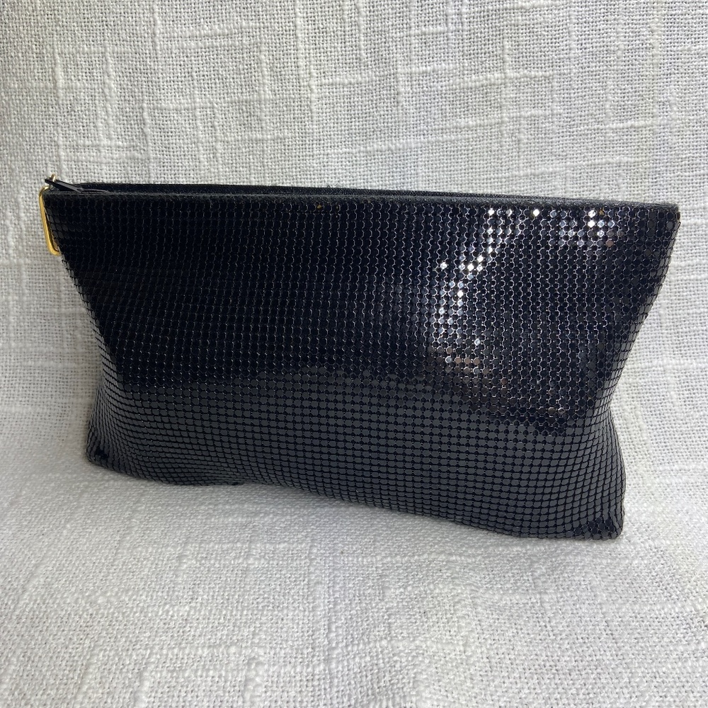Carla Marchi Black Metal Mesh Evening Clutch / Handbag Purse w/ Zipper (lined)